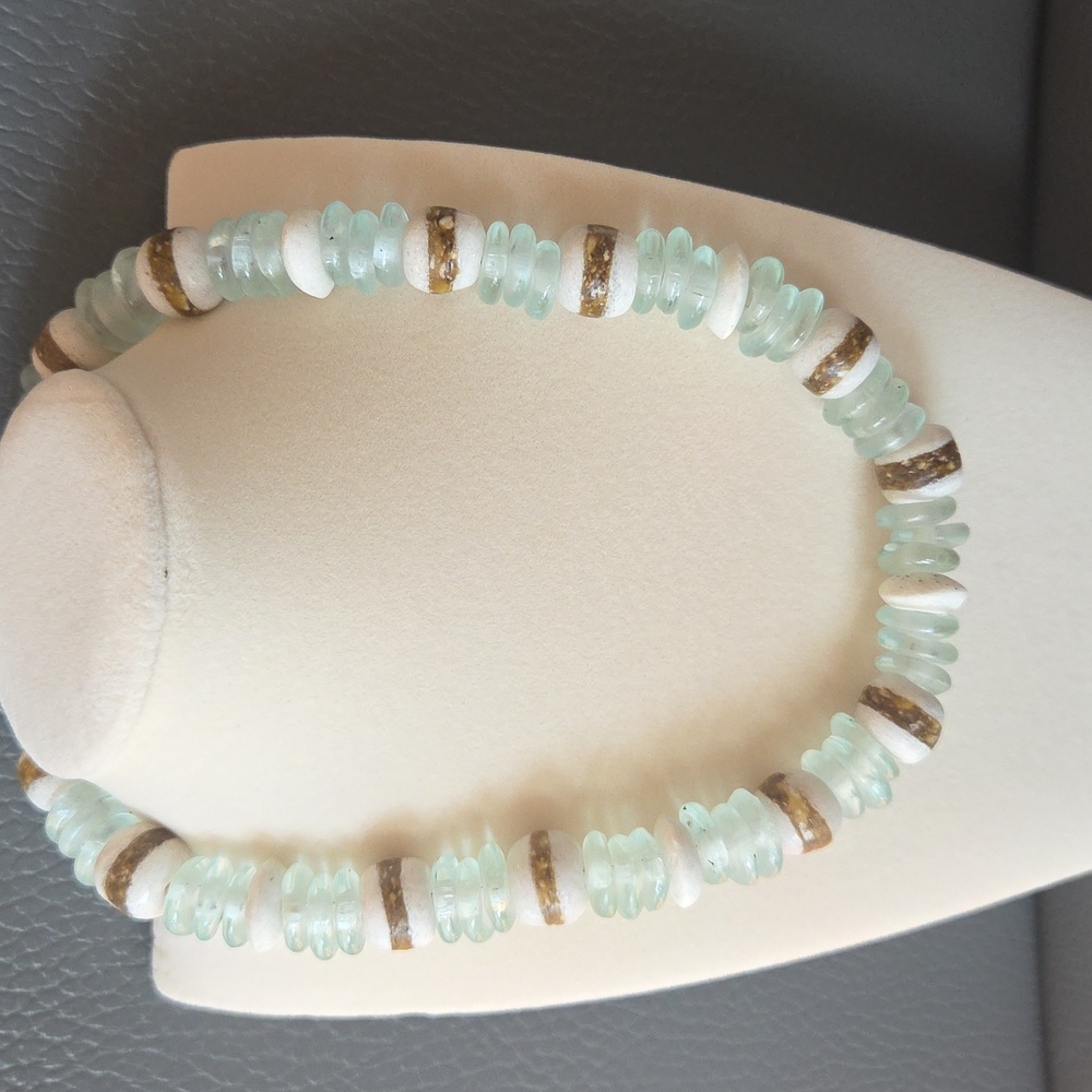 Elegant Aqua and White Beaded Necklace